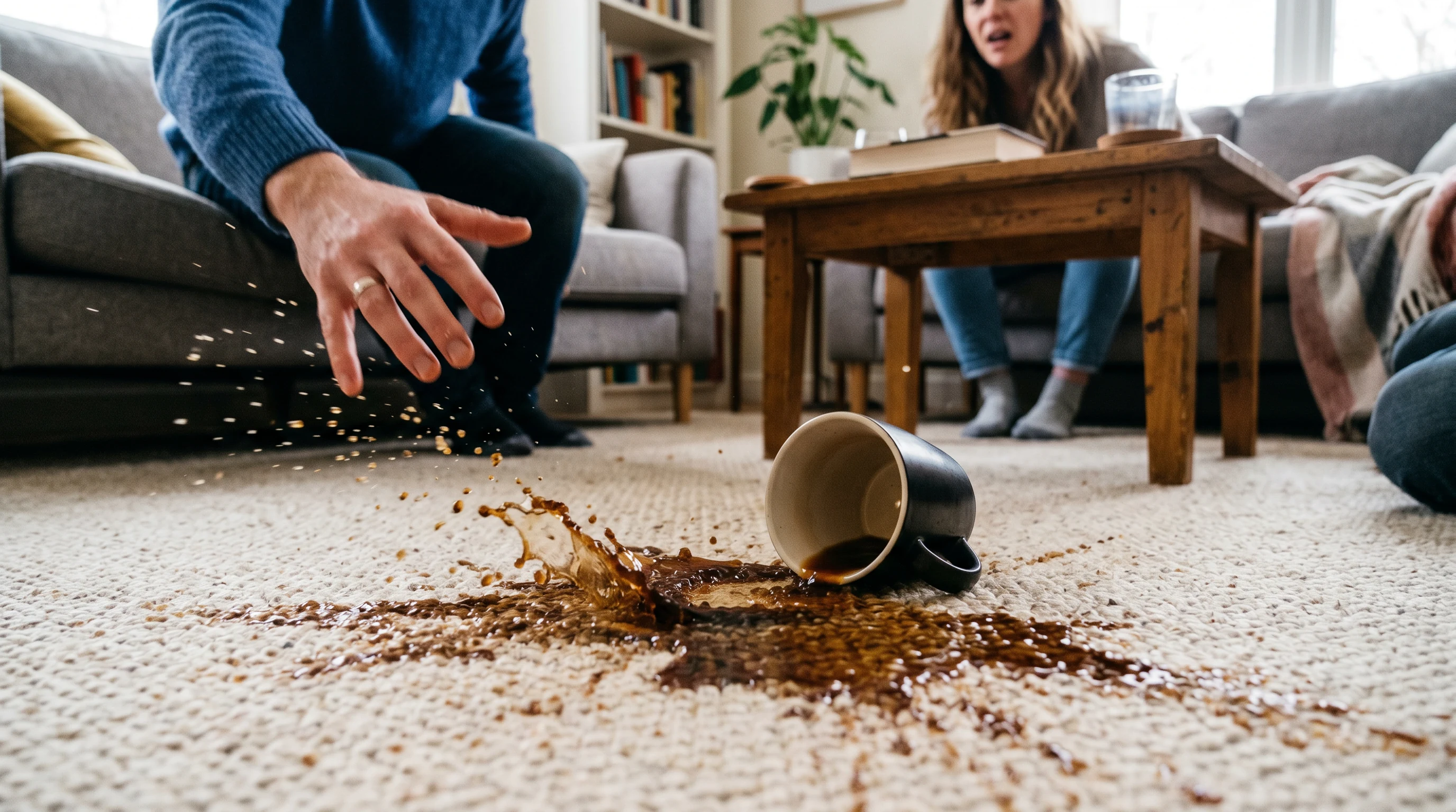 Coffee stain on carpet
